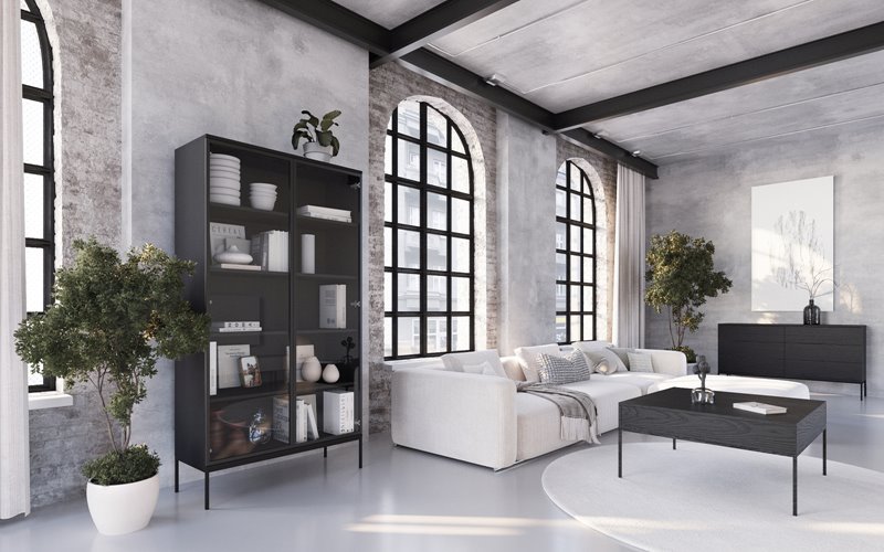 Czarna witryna do salonu