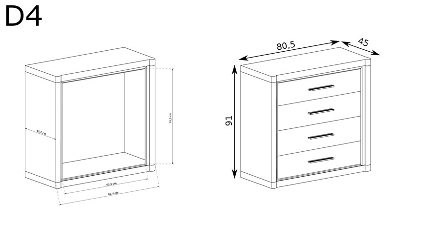 komoda loft z czarnymi listwami