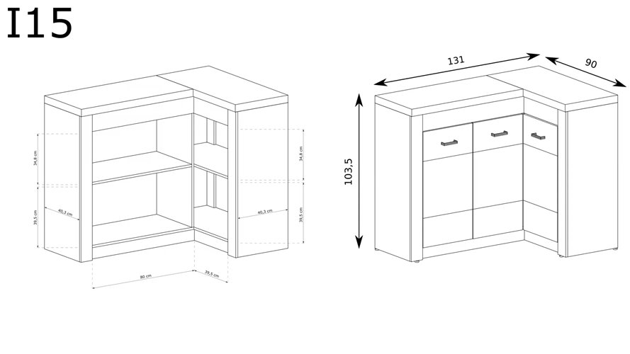 Komoda Indianapolis z opcjonalnym podświetleniem 