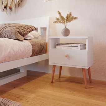 Stolik nocny boho aranżacja