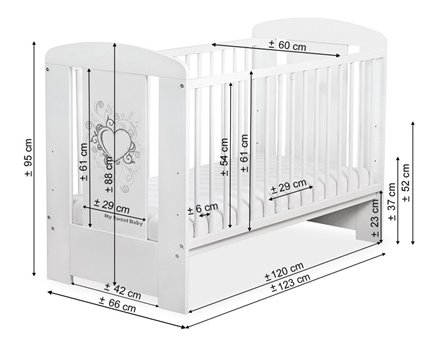 Drewniane łóżeczko GLAMOUR białe