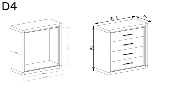 komoda loft z czarnymi listwami