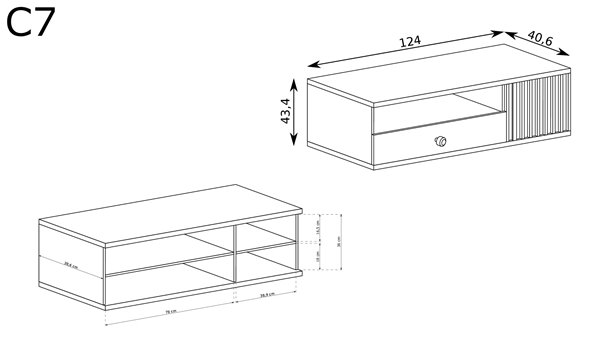 Szafka RTV CALI z cichym domykiem i szufladą