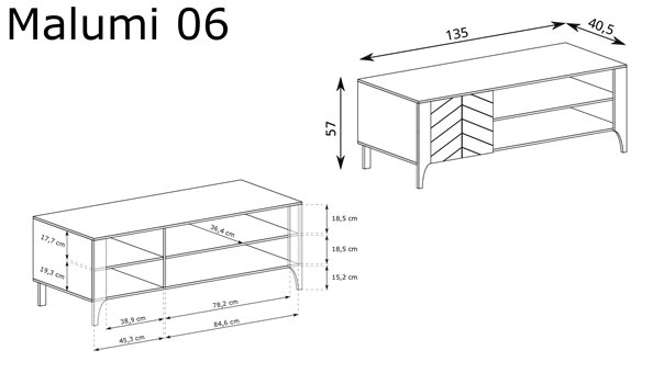 szafka RTV MALUMI  na solidnych nogach