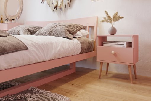 Stolik nocny boho drewniane nogi