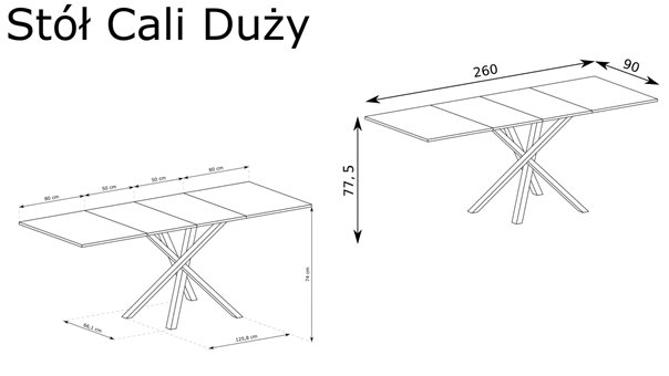 Stół z metalowymi czarnymi nogami